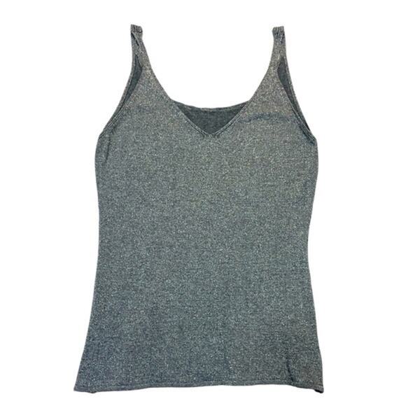 Knit Tank Top Silver glitter sparkly women’s size large - Picture 1 of 10